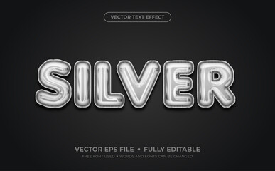 Silver Foil Balloon Editable Vector Text Effect
