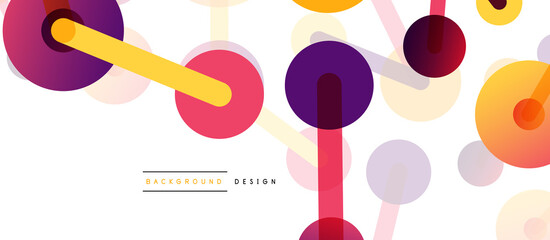 Line points connections geometric abstract background. Circles connected by lines. Trendy techno business template for wallpaper, banner, background or landing