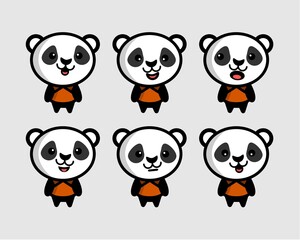 Cute panda cub, baby panda, for stickers, Many expressions
