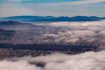 Low-Hanging Clouds Hover over the Neighborhoods of San Francisco, California, USA