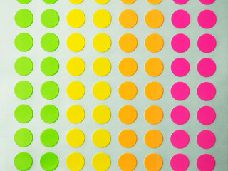 Sheet of circle labels or dot sticker in various neon colors. .also called coding Dot Labels....
