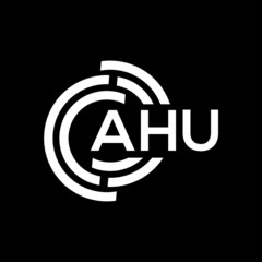 AHU letter logo design on black background. AHU creative initials letter logo concept. AHU letter design.
