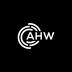 Fototapeta premium AHW letter logo design on black background. AHW creative initials letter logo concept. AHW letter design.