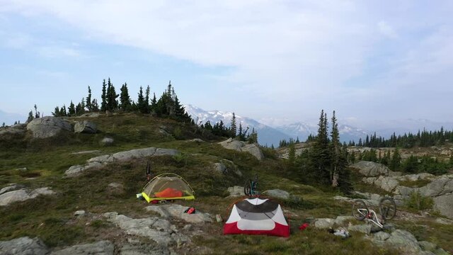camping on top of a mountain