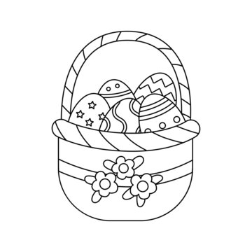 recommend clip art: Vector illustration of Easter basket in cartoon style isolated.