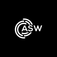 ASW letter logo design on black background. ASW creative initials letter logo concept. ASW letter design.