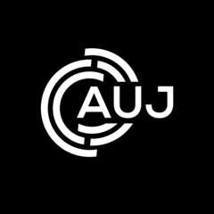 AUJ letter logo design on black background. AUJ creative initials letter logo concept. AUJ letter design.