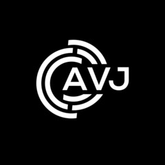 AVJ letter logo design on black background. AVJ creative initials letter logo concept. AVJ letter design.