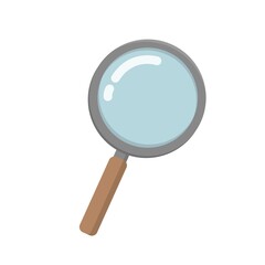 A cartoon magnifying glass, a vector icon of search focus research