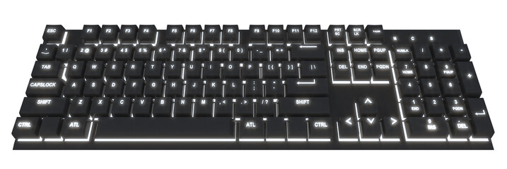 Black mechanical keyboard on white background,3d rendering