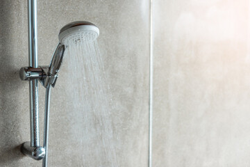  shower head with wall background in modern bathroom