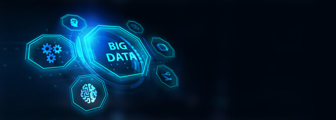 Business, Technology, Internet and network concept. Big Data Internet Information.  3d illustration