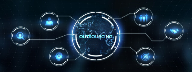 Business, Technology, Internet and network concept. Outsourcing Human Resources.   3d illustration