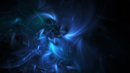 Abstract colorful blue fiery shapes. Fantasy light background. Digital fractal art. 3d rendering.