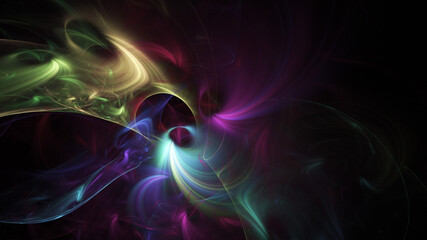 Abstract colorful blue and purple fiery shapes. Fantasy light background. Digital fractal art. 3d rendering.