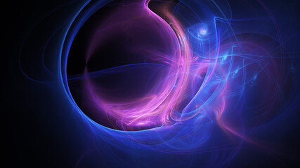 Abstract colorful blue and pink fiery shapes. Fantasy light background. Digital fractal art. 3d rendering.