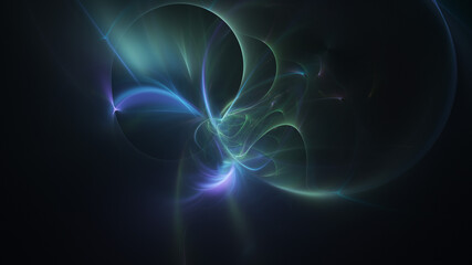 Abstract colorful blue and green fiery shapes. Fantasy light background. Digital fractal art. 3d rendering.