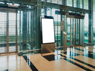 Blank advertisement mock up at a modern lift lobby