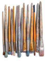 Stack of color artist paint brushes