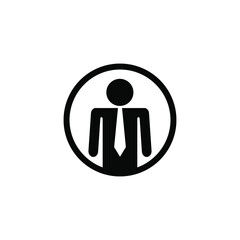 tie man profile flat icon on white background.