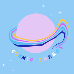 Fototapeta premium CUTE DOODLE COSMIC PLANET GRAPHIC