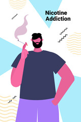 man smoking cigarette bad habits unhealthy lifestyle nicotine addiction concept portrait