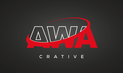 AWA creative letters logo with 360 symbol vector art template design