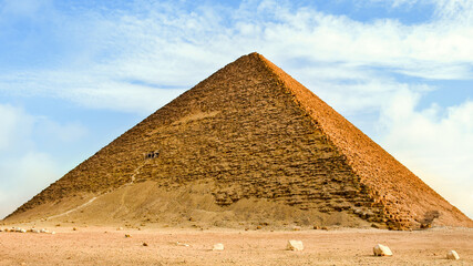 The Red Pyramid is the largest pyramid of the Old Kingdom at the Dahshur Necropolis, Egypt, Africa.