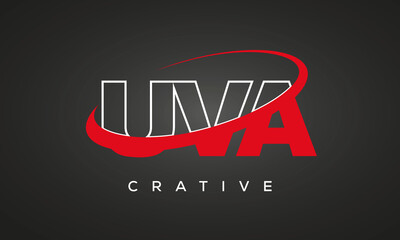 UVA creative letters logo with 360 symbol vector art template design