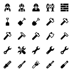 Glyph icons for tools and construction.