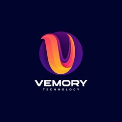 Vector Logo Illustration Letter V Gradient Colorful Style.