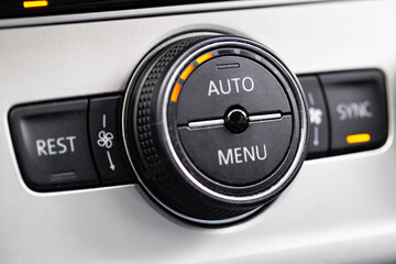 automobile climate control regulator. Air temperature in the car, macro