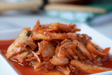 Spicy lettuce kimchi, Korean food, Vegetarian food good for health