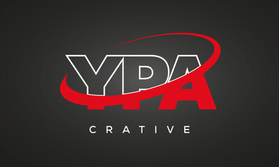 YPA creative letters logo with 360 symbol vector art template design