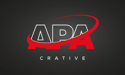 APA creative letters logo with 360 symbol vector art template design - obrazy, fototapety, plakaty
