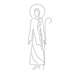 Jesus Christ line drawing vector illustration