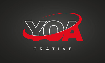 YOA creative letters logo with 360 symbol vector art template design