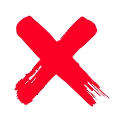 Dirty grunge hand drawn with brush strokes cross x vector illustration icon. Cross mark wrong symbol graphic design. Check mark symbol NO button for vote in check box, web, etc.