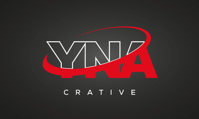 YNA creative letters logo with 360 symbol vector art template design