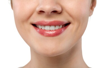 Obraz premium Beautiful woman smile with white teeth