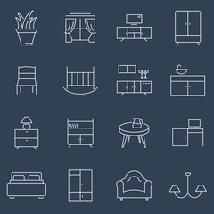 Furniture icon set . Furniture symbol pack vector elements for infographic web. with trend color