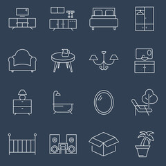 Home Room Types icon set . Home Room Types symbol pack vector elements for infographic web. with trend color