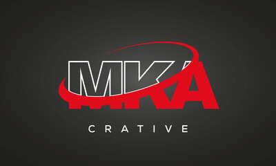MKA creative letters logo with 360 symbol vector art template design