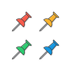 Push Pin Vector Icon Illustration. School And Office Icon