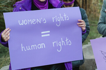 Protest on women's rights : poster with slogan for march 8