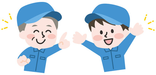 作業服を着た男性たち