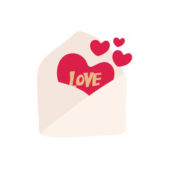 Vector envelopes with pink heart Festive heart confetti. Valentine's day vector illustration for design.