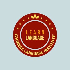 Fototapeta na wymiar Learn Language. Chinese Language Institute logo design. Logo design for language school, Institutions, Academy,  and related foreign language education culture