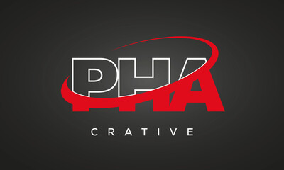 PHA creative letters logo with 360 symbol vector art template design