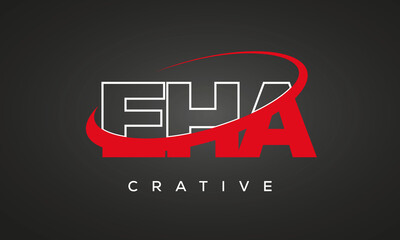 EHA creative letters logo with 360 symbol vector art template design